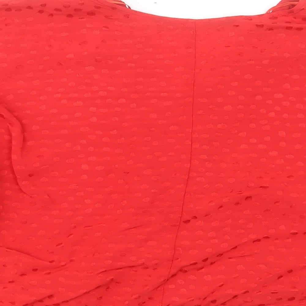 Womens UK Size L Zara Red Cropped Blouse