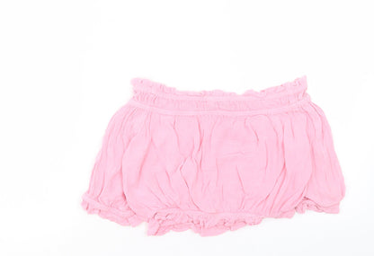 Womens UK Size 10 New Look Pink Cropped Blouse
