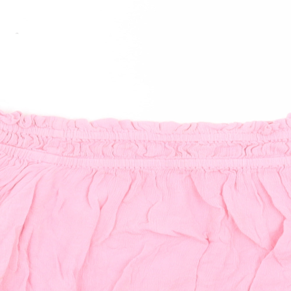 Womens UK Size 10 New Look Pink Cropped Blouse