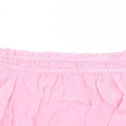 Womens UK Size 10 New Look Pink Cropped Blouse
