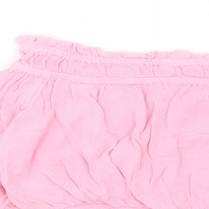 Womens UK Size 10 New Look Pink Cropped Blouse