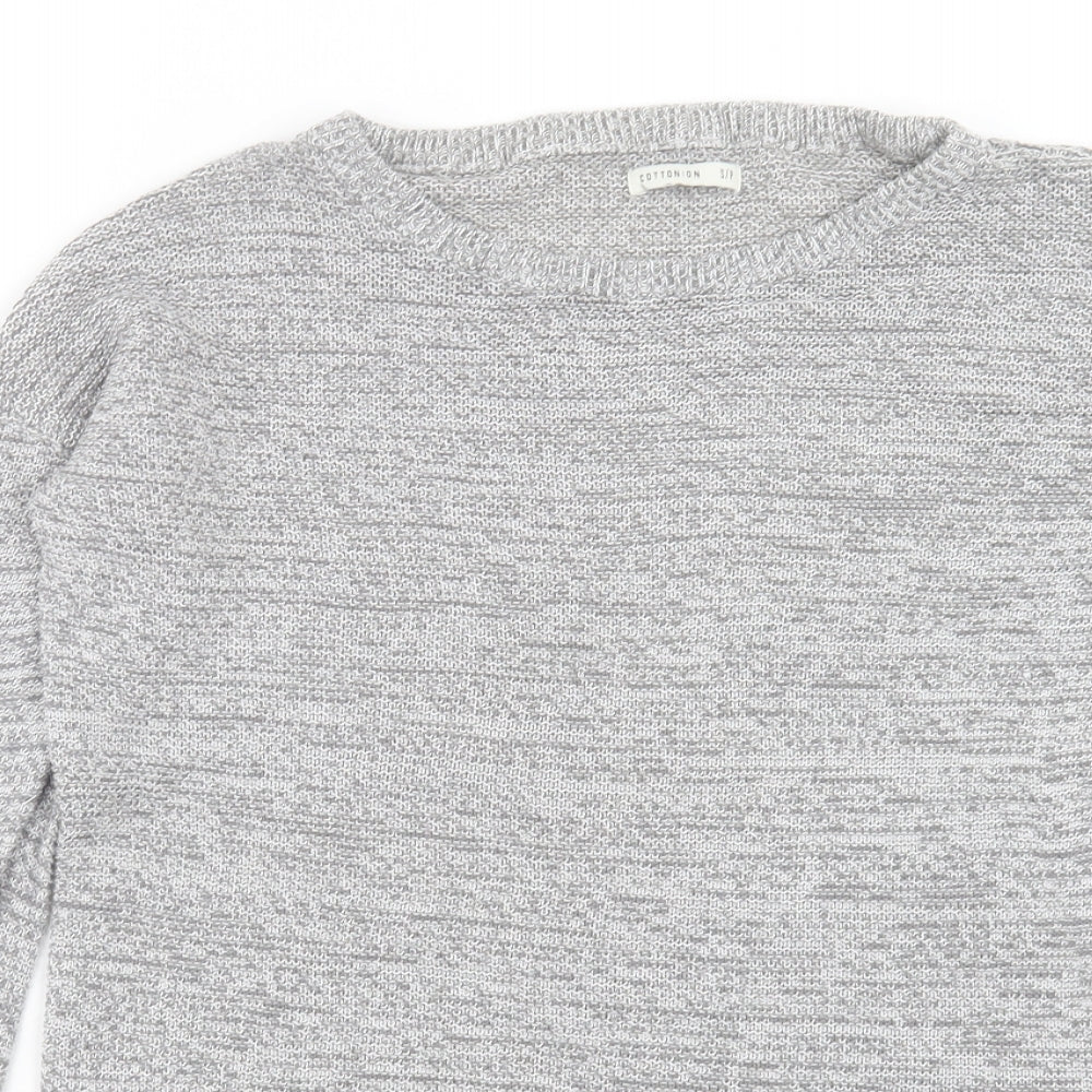 Cotton On Womens Grey Round Neck Cotton Pullover Jumper Size S