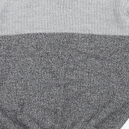 George Womens Grey Round Neck Striped Acrylic Pullover Jumper Size S