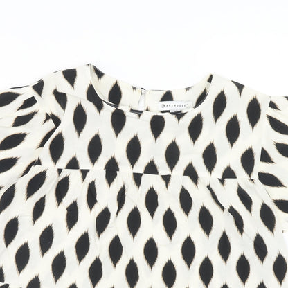 Warehouse Womens Multicoloured Geometric Viscose Basic Blouse Size 8 Round Neck