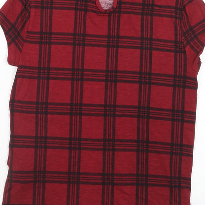 Atmosphere Womens Red Geometric Viscose Basic T-Shirt Size 6 Round Neck - Collar detail