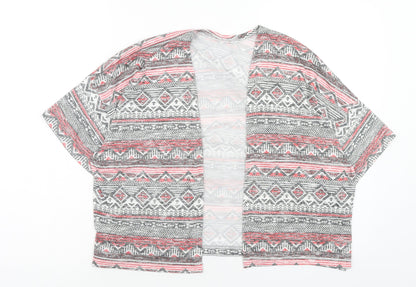 New Look Girls Multicoloured V-Neck Geometric Polyester Shrug Jumper Size S Pullover