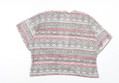 New Look Girls Multicoloured V-Neck Geometric Polyester Shrug Jumper Size S Pullover