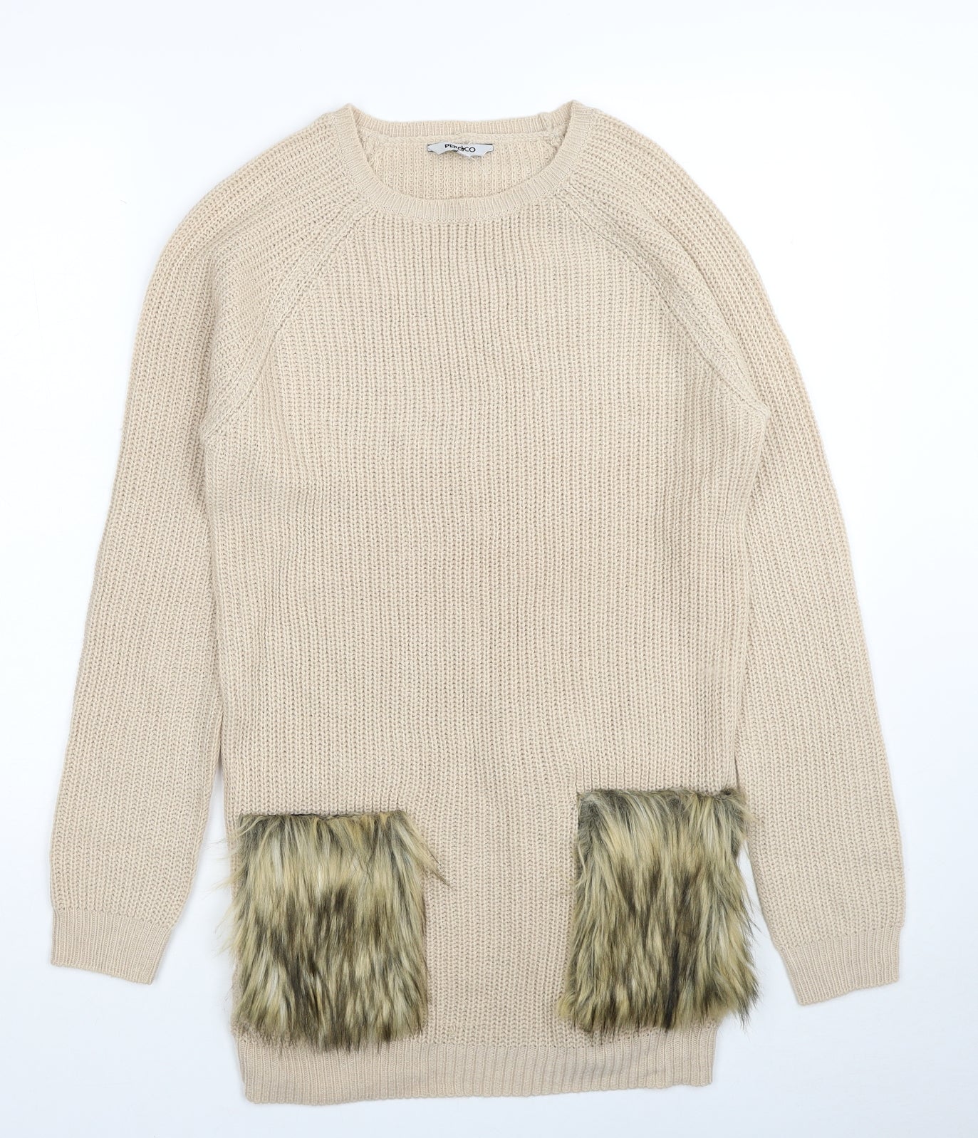 Womens UK Size 8 PEP&CO Beige Pullover Jumper