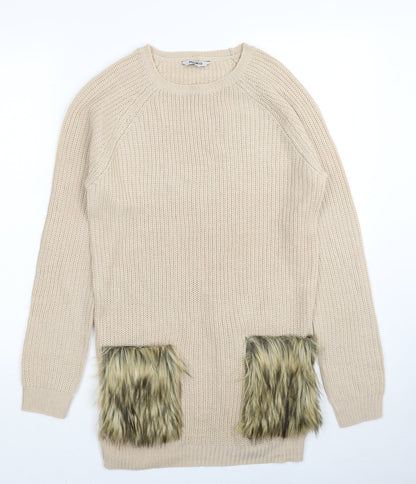 Womens UK Size 8 PEP&CO Beige Pullover Jumper