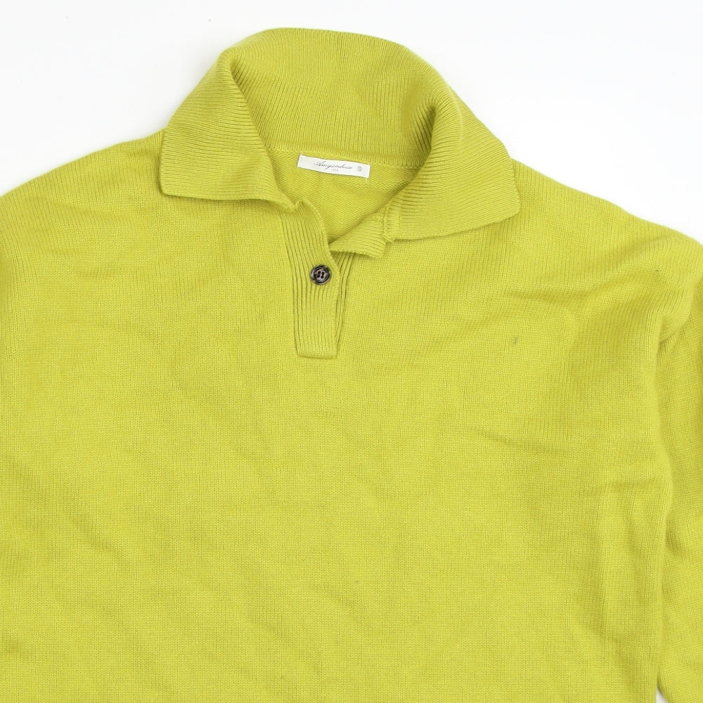 Amywmehouse Womens Green Square Neck Wool Pullover Jumper Size S