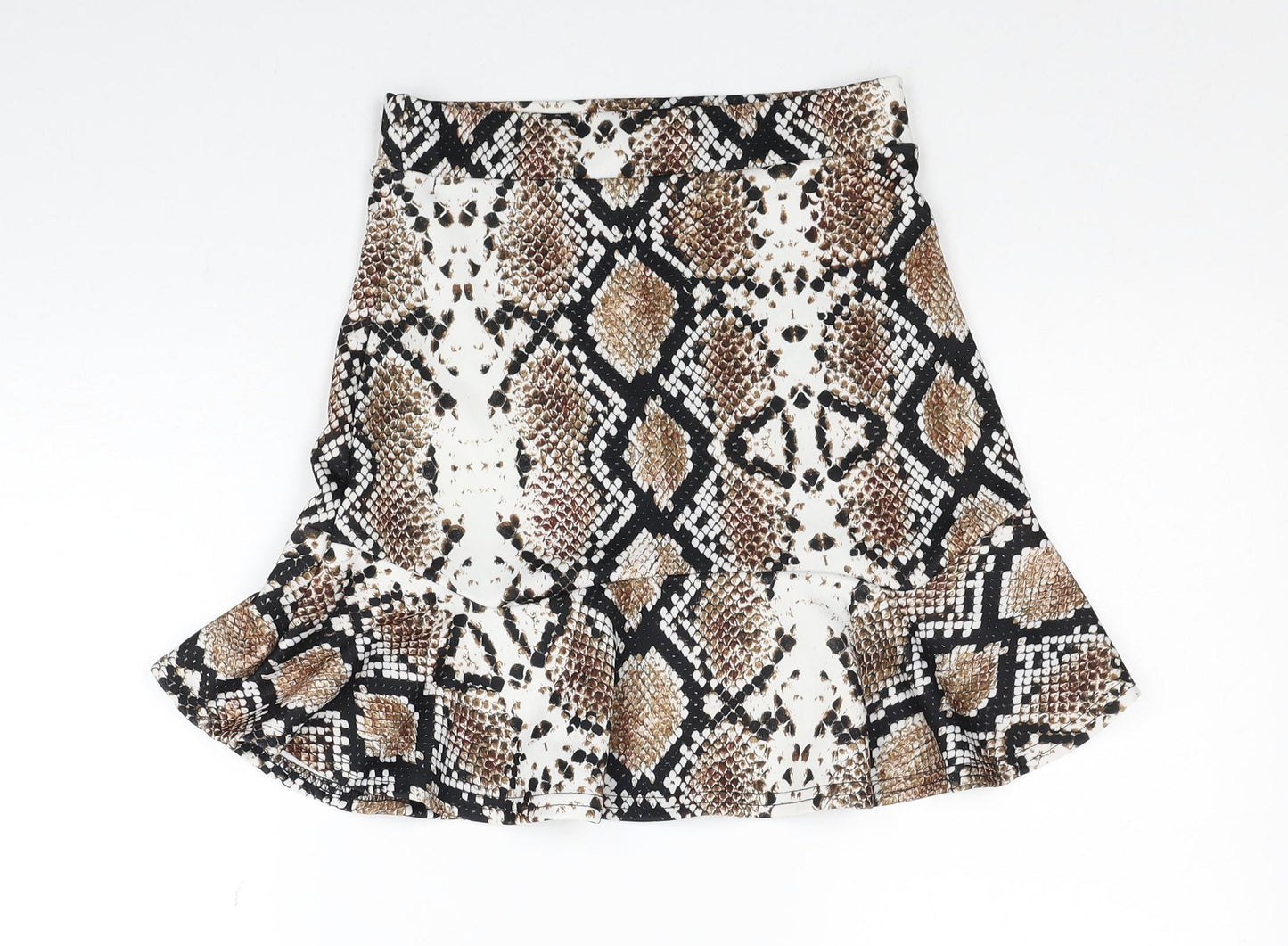 PRETTYLITTLETHING Womens Multicoloured Geometric Polyester Trumpet Skirt Size 8