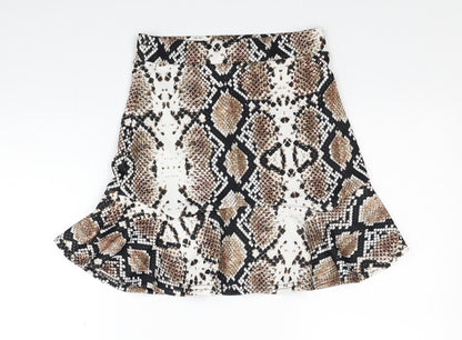 PRETTYLITTLETHING Womens Multicoloured Geometric Polyester Trumpet Skirt Size 8