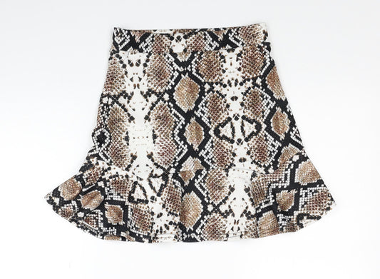 PRETTYLITTLETHING Womens Multicoloured Geometric Polyester Trumpet Skirt Size 8