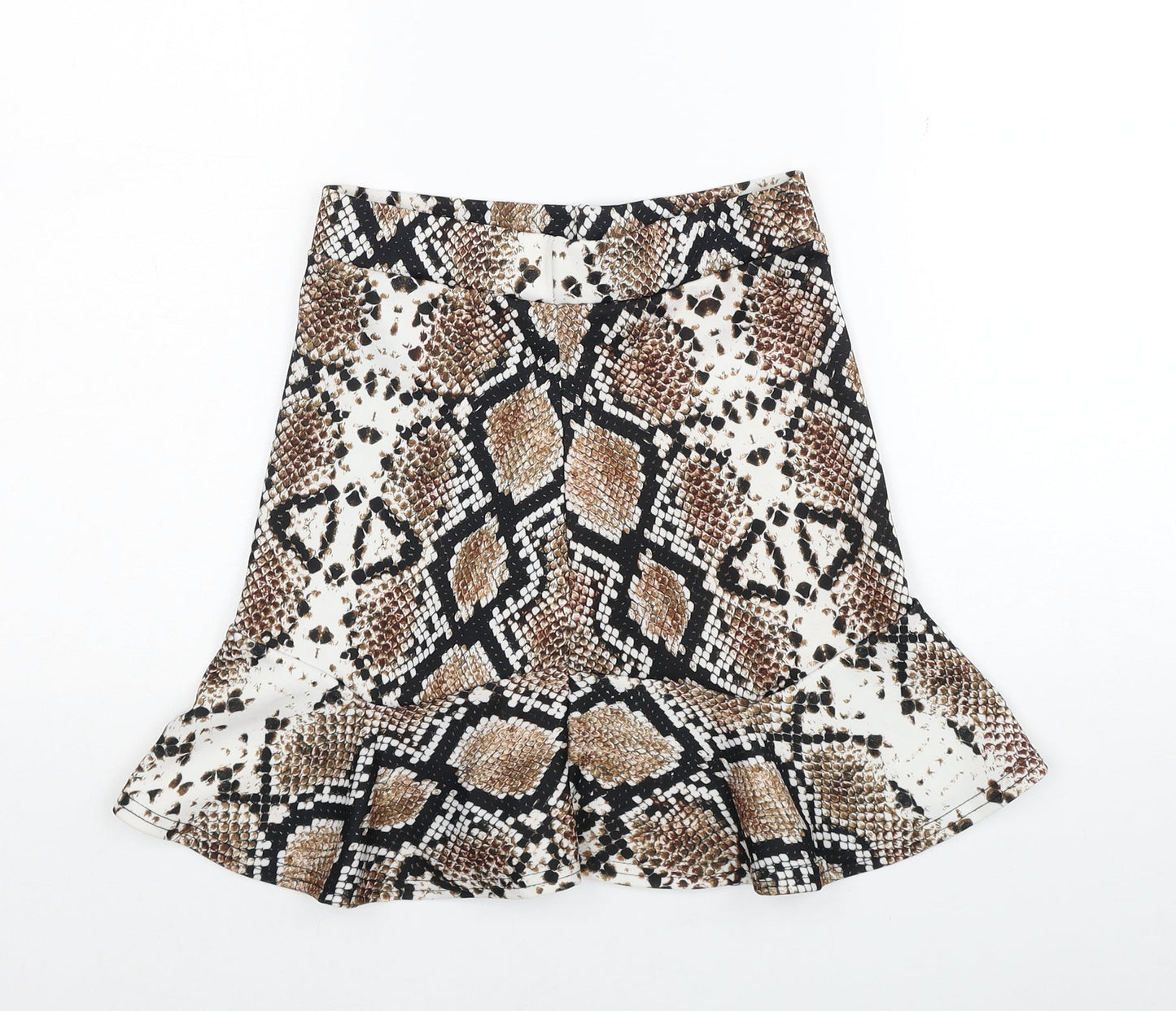 PRETTYLITTLETHING Womens Multicoloured Geometric Polyester Trumpet Skirt Size 8