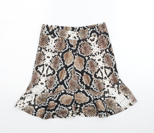 PRETTYLITTLETHING Womens Multicoloured Geometric Polyester Trumpet Skirt Size 8