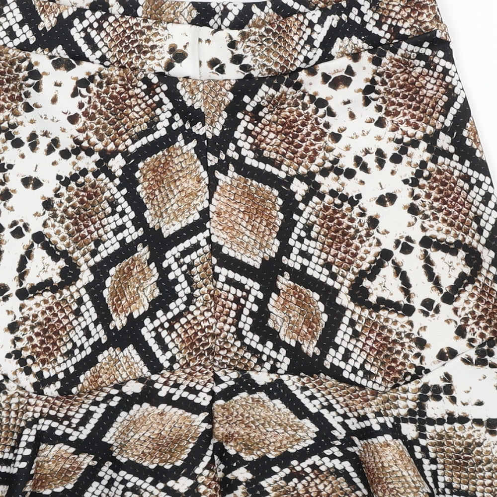 PRETTYLITTLETHING Womens Multicoloured Geometric Polyester Trumpet Skirt Size 8