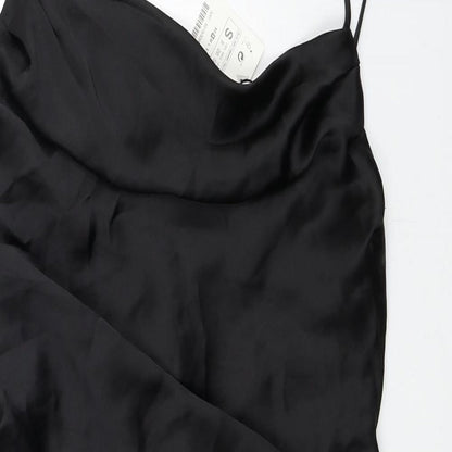 Zara Womens Black Polyester Mini Size S Square Neck Tie