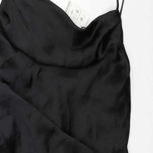 Zara Womens Black Polyester Mini Size S Square Neck Tie