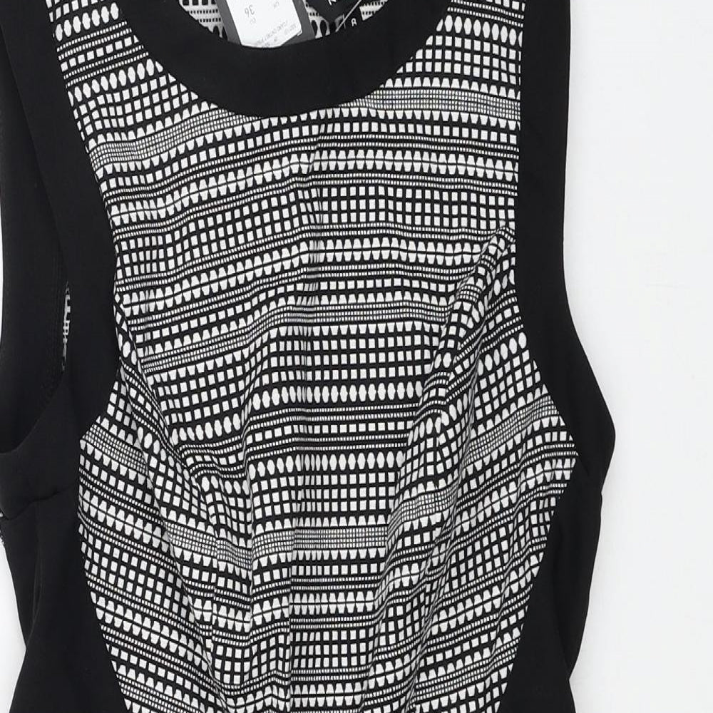 New Look Womens Black Geometric Cotton Playsuit One-Piece Size 8 Zip