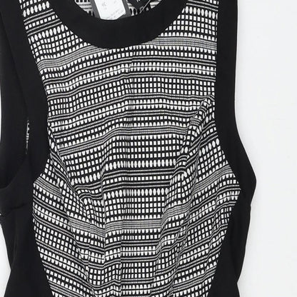 New Look Womens Black Geometric Cotton Playsuit One-Piece Size 8 Zip