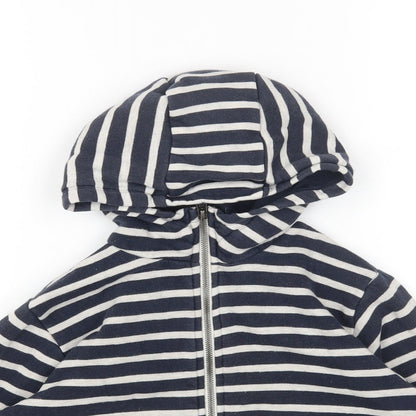 NEXT Girls Blue Striped Jacket Size 9 Years Zip