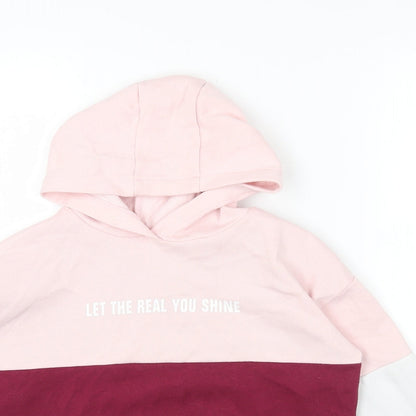 Primark Girls Pink Colourblock Cotton Pullover Hoodie Size 11-12 Years Pullover