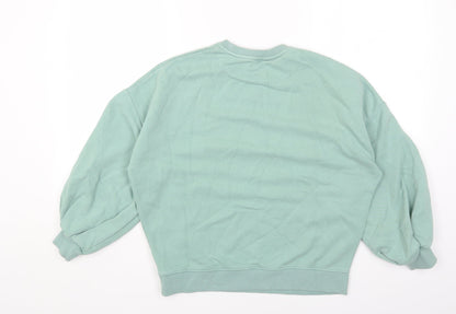 F&F Womens Green Round Neck Cotton Pullover Jumper Size 6