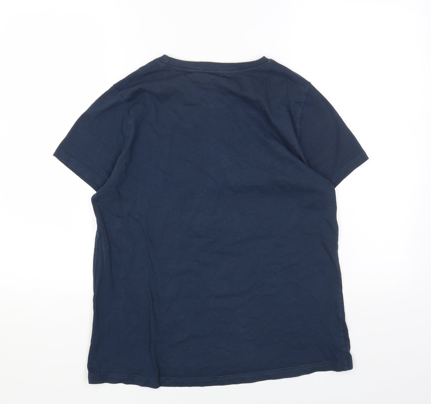 Primark Womens Blue Cotton Basic T-Shirt Size S Round Neck - Stitch Print