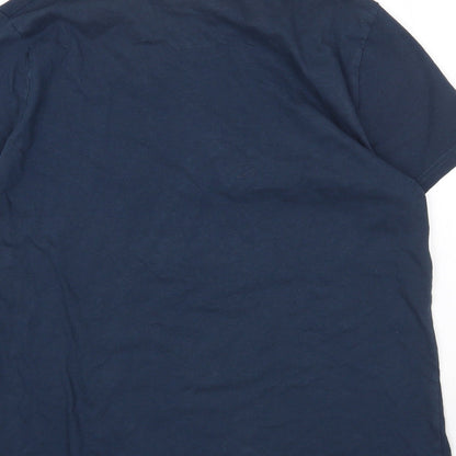 Primark Womens Blue Cotton Basic T-Shirt Size S Round Neck - Stitch Print