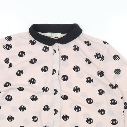 Womens UK Size 14 Papaya Pink Basic Button-Up