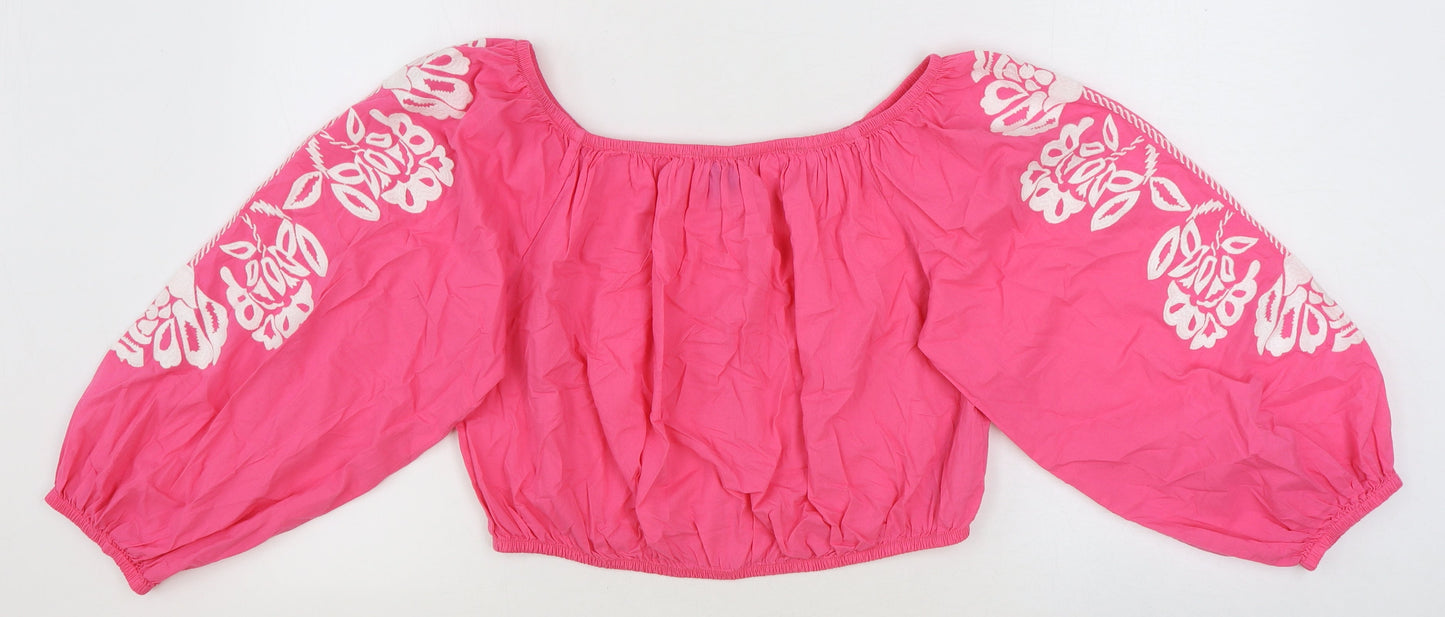 Womens UK Size 16 Marks and Spencer Pink Cropped T-Shirt