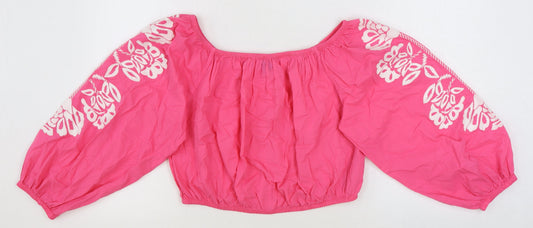 Womens UK Size 16 Marks and Spencer Pink Cropped T-Shirt