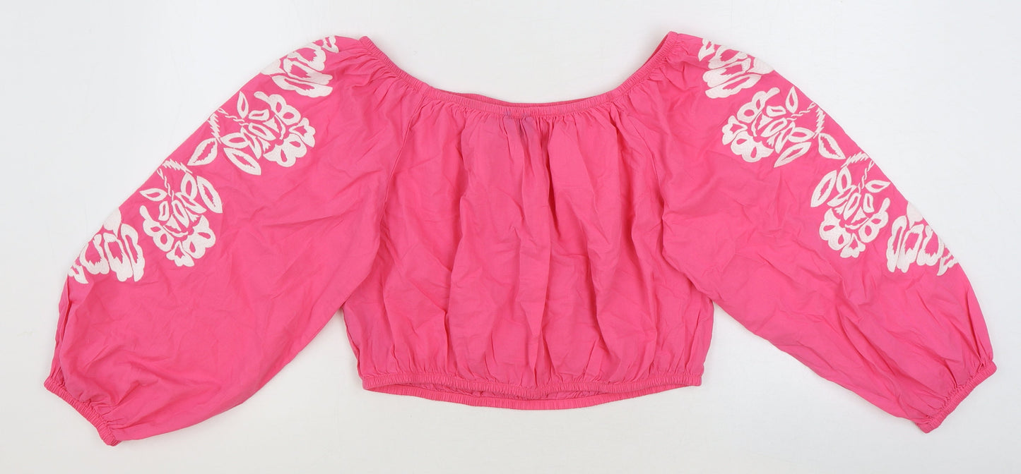 Womens UK Size 16 Marks and Spencer Pink Cropped T-Shirt