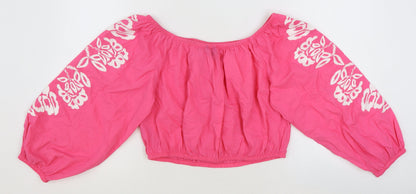 Womens UK Size 16 Marks and Spencer Pink Cropped T-Shirt
