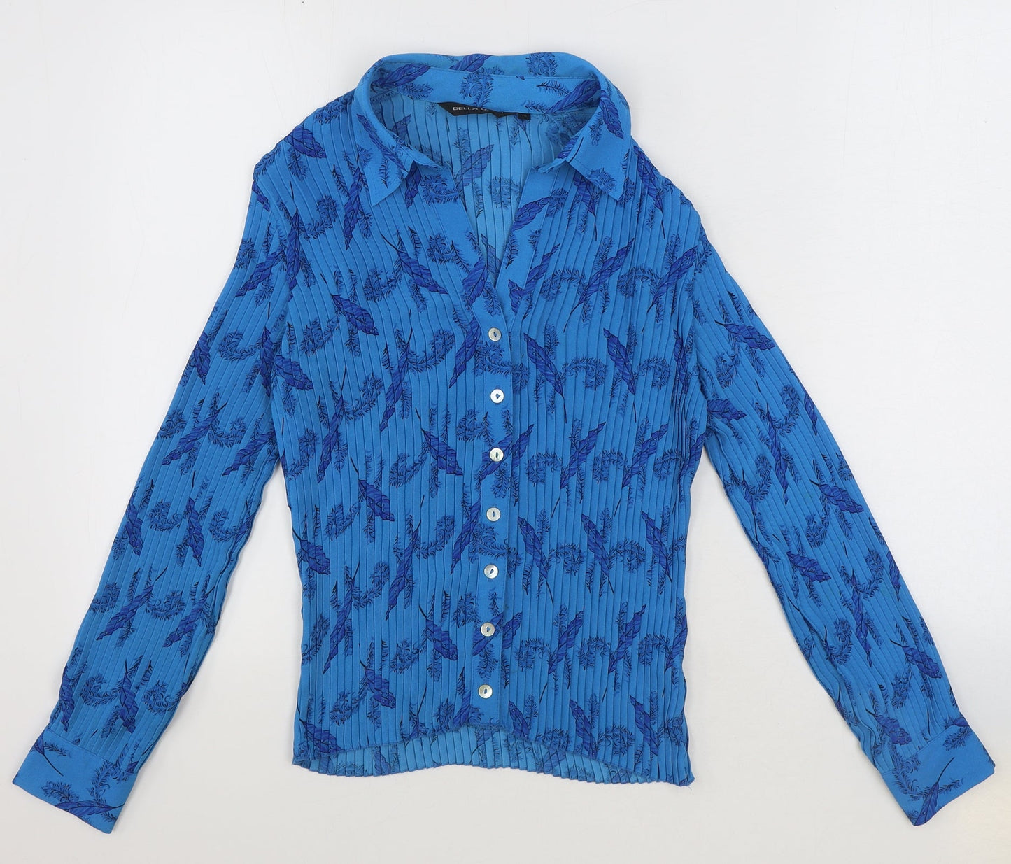 Womens UK Size 12 Bella Moda Blue Basic Button-Up