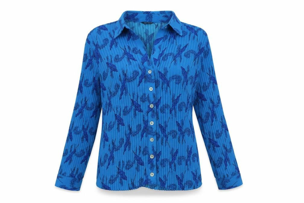 Womens UK Size 12 Bella Moda Blue Basic Button-Up