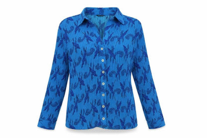 Womens UK Size 12 Bella Moda Blue Basic Button-Up