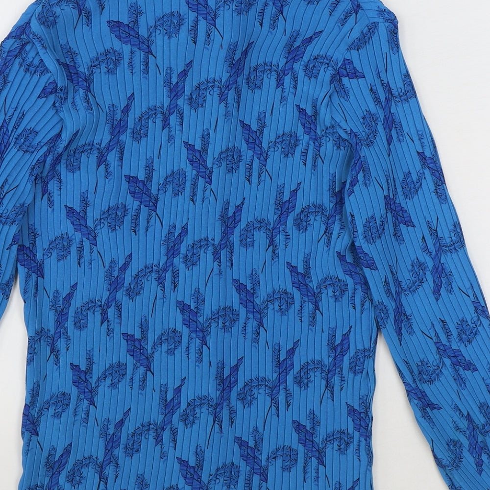 Womens UK Size 12 Bella Moda Blue Basic Button-Up