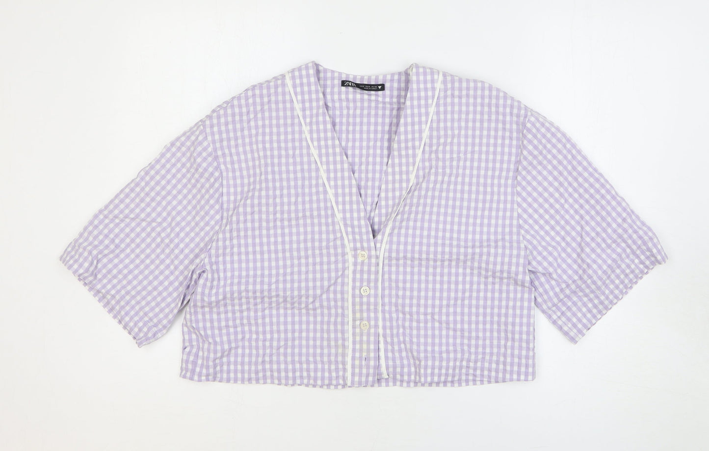 Womens UK Size S Zara Purple Cropped Blouse