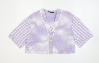 Womens UK Size S Zara Purple Cropped Blouse