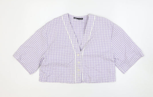 Womens UK Size S Zara Purple Cropped Blouse