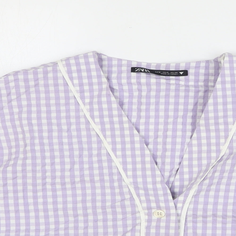 Womens UK Size S Zara Purple Cropped Blouse