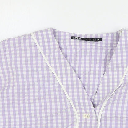 Womens UK Size S Zara Purple Cropped Blouse