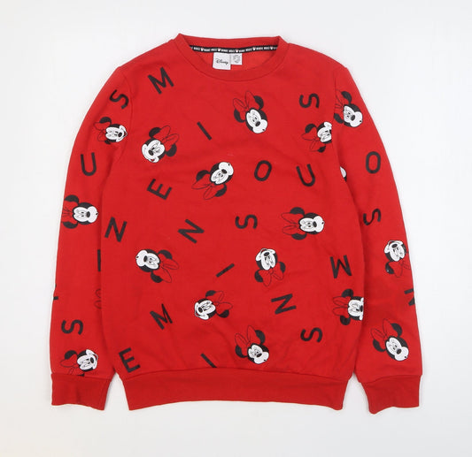 Womens UK Size 2XS Disney Red Pullover Sweatshirt