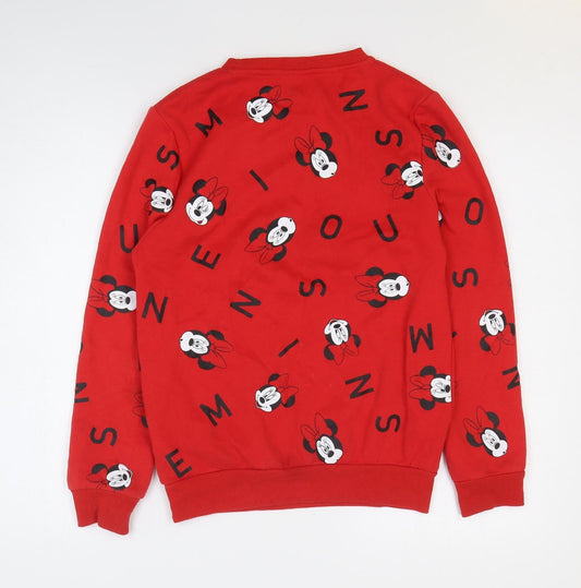 Womens UK Size 2XS Disney Red Pullover Sweatshirt
