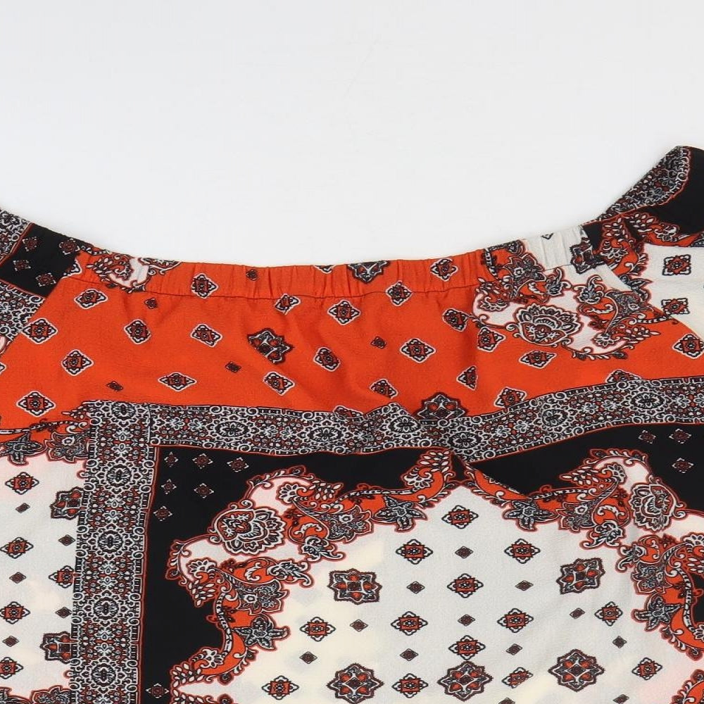 F&F Womens Multicoloured Geometric Polyester Basic Blouse Size 10 Off the Shoulder