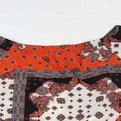 F&F Womens Multicoloured Geometric Polyester Basic Blouse Size 10 Off the Shoulder