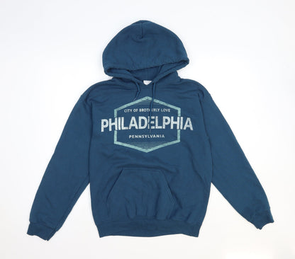 Mens UK Size S Gildan Blue Pullover Hoodie