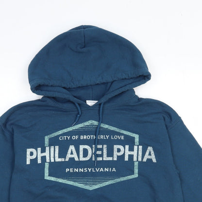 Mens UK Size S Gildan Blue Pullover Hoodie