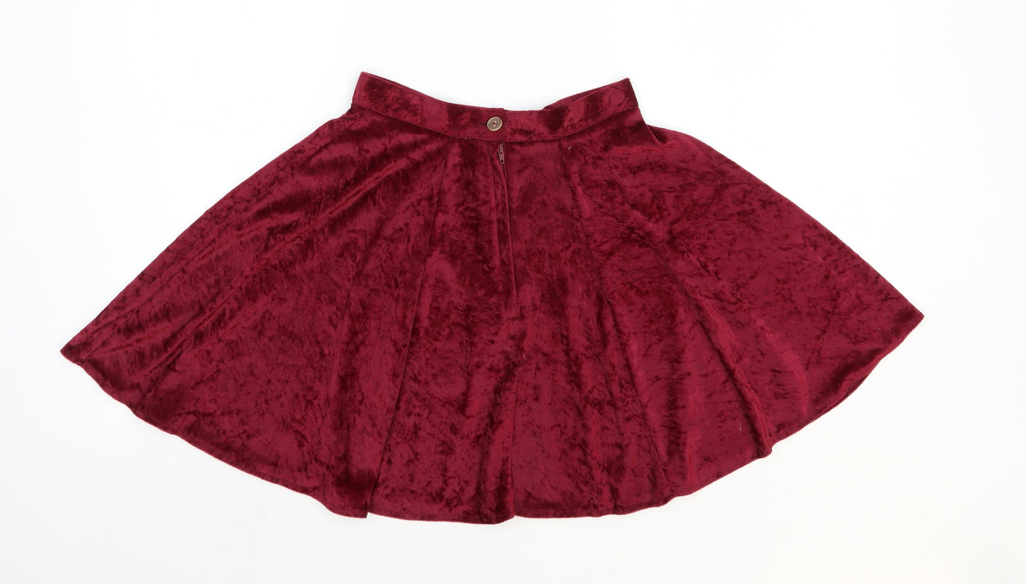 One and Only Girls Red Polyester Skater Skirt Size XS Regular Zip